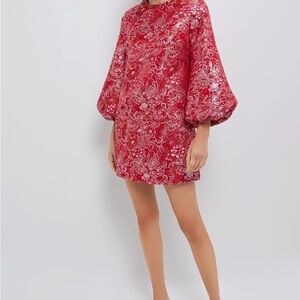 Tuckernuck Red A-Line Bishop Sleeve Dress
